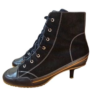 Zigi New York Kitten Low Heel Leather Lace-up Ankle Boho Casual Booties Size 10